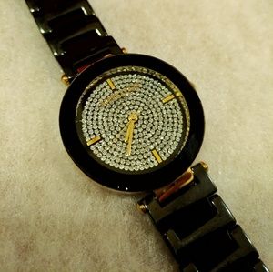 Anne Klein Ceramic Sparkle Watch
